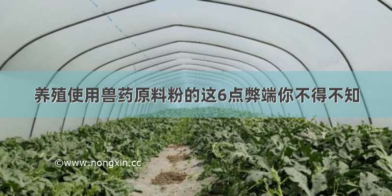 养殖使用兽药原料粉的这6点弊端你不得不知