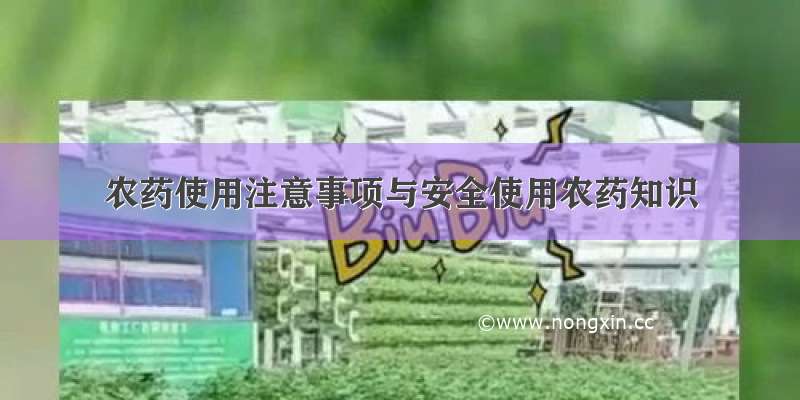 农药使用注意事项与安全使用农药知识