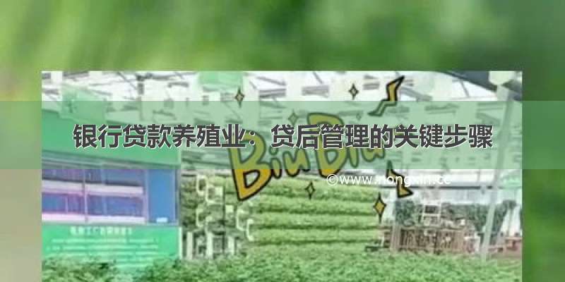 银行贷款养殖业：贷后管理的关键步骤