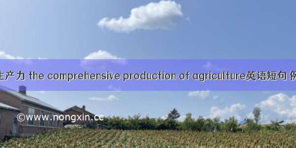 农业综合生产力 the comprehensive production of agriculture英语短句 例句大全